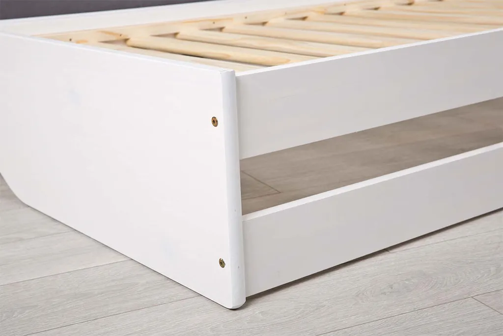 Cadre de Lit Blanc 90x200 cm Lotved pour Chambre Enfant ou Studio Privé