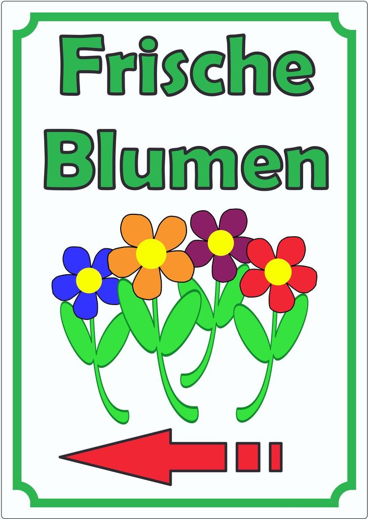 Werbeaufkleber Blumen mit Pfeil links Aufkleber Hochkant A4 (210x297mm)