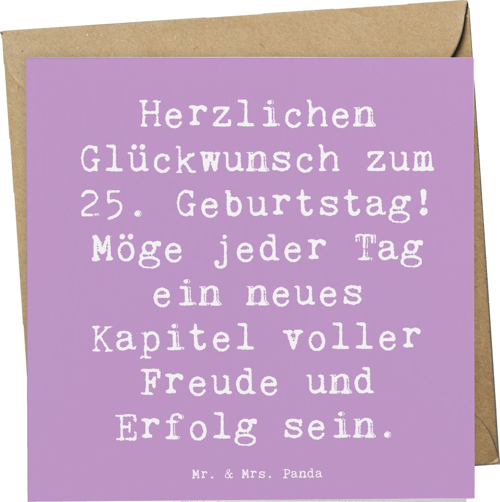 Mr. & Mrs. Panda Grußkarte Spruch 25. Geburtstag - Lavendeltraum - Geschenk, anlasskarte, Jubiläum, Vierteljahrhundert, Alter, Liebevoll, Happy B...