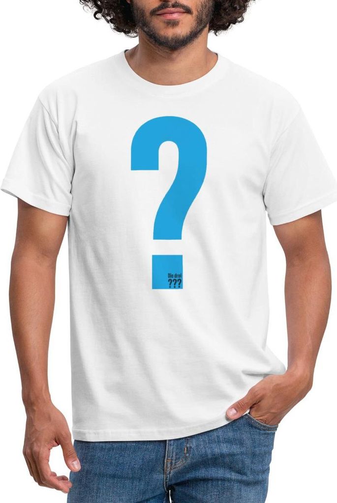 Spreadshirt Die Drei Fragezeichen Kostüm Peter Fasching Karneval Outfit Männer T-Shirt, S, Weiß