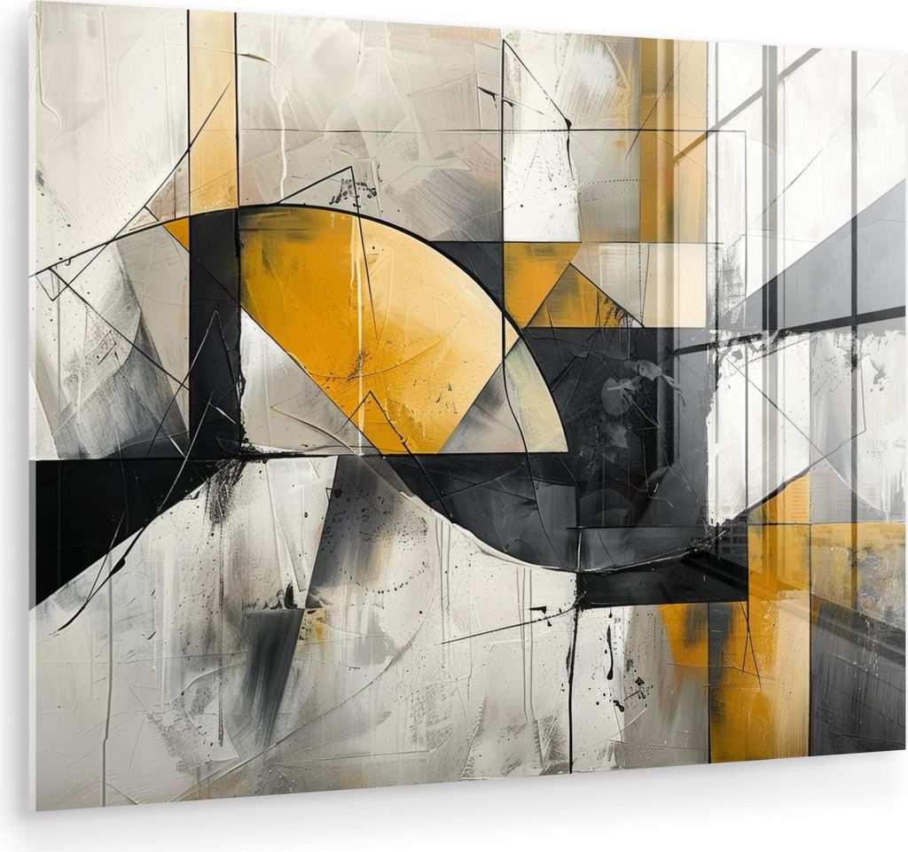 MuchoWow Glasbilder - Bilder auf Wandbild - Foto auf Glas Abstrakt - Kunst - Geometrisch - Ästhetisch 40x30 cm Wanddekoration aus Glas - Acrylglas...