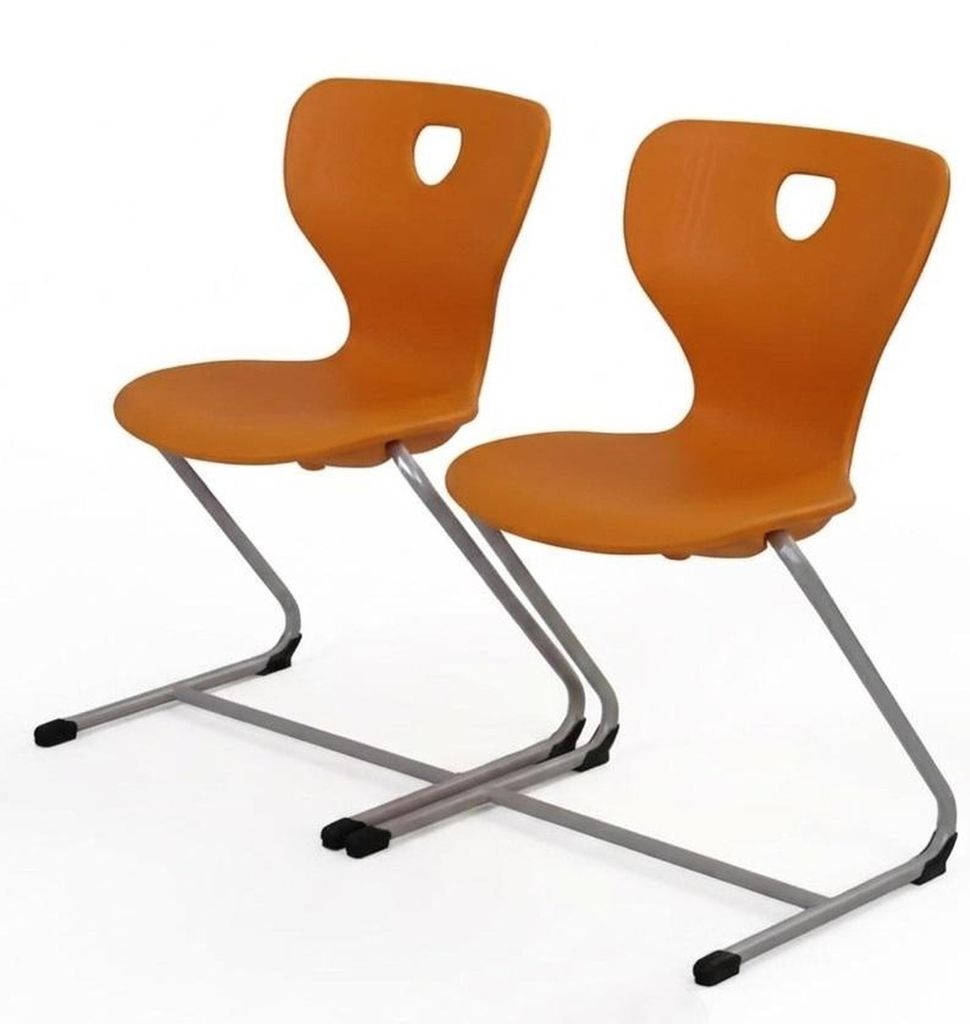 Schulset Modern Ergonomisch Grau Schultisch Orange Stuhl Doppelsitzige
