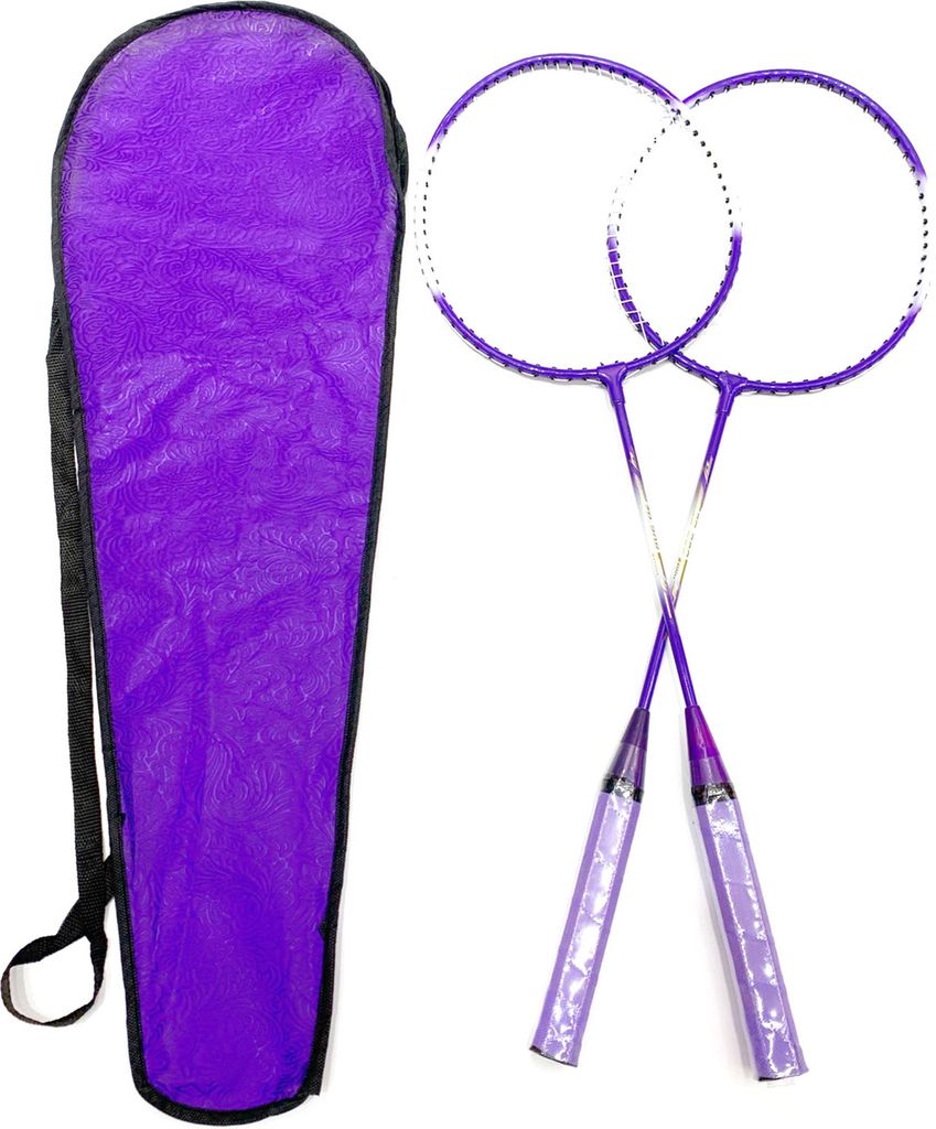 Badminton Racket 2 Spieler Super Light Split Griff Iron Legierung Set für Anfänger Kinder lila