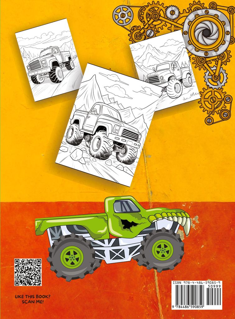 Monster Truck Coloring Book for Kids Ages 4-6