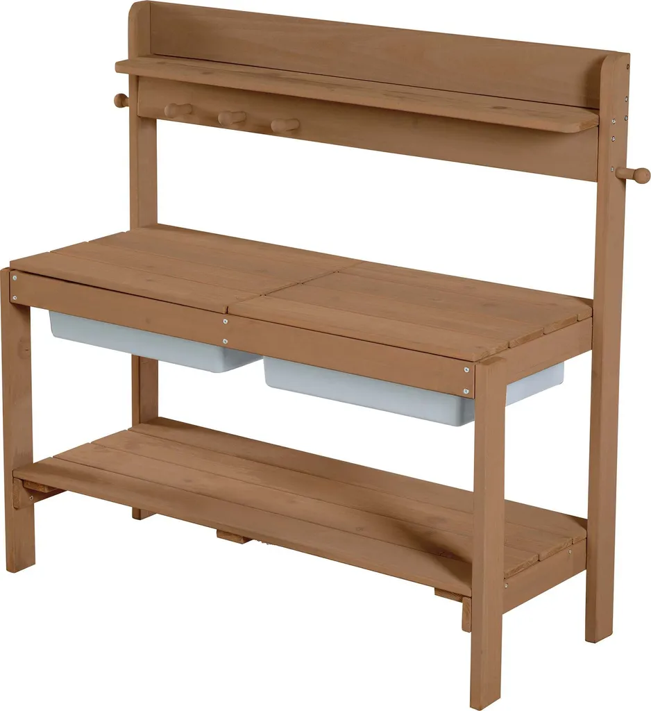 Cuisine de jeu extérieure en bois robuste avec étagère et bacs amovibles