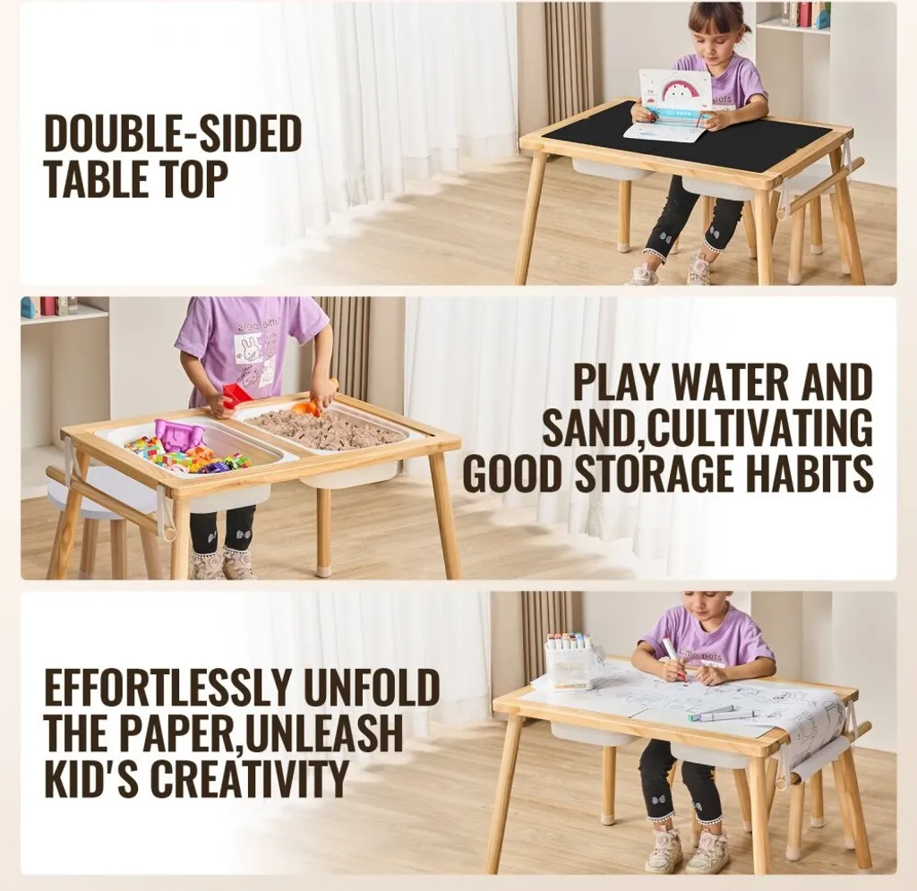 Table de jeu d'eau et de sable éducative avec accessoires de motricité