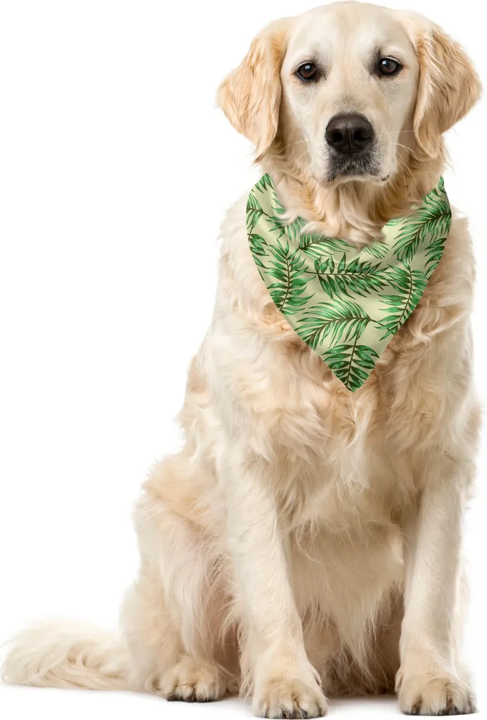 ABAKUHAUS Bandana esotica per animali domestici, Jungle Foliage Luau Vibes, 55x55 cm, verde felce verde pastello