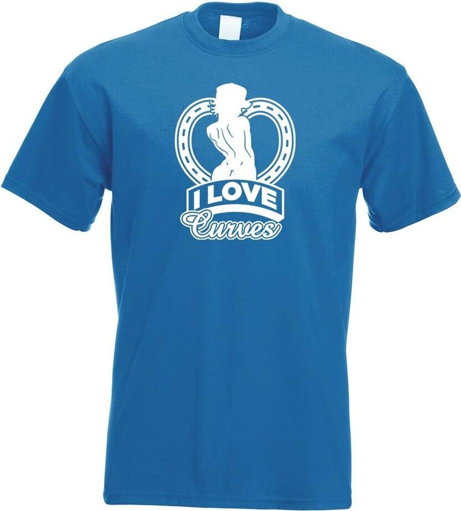 Kiwistar - T-Shirt - royal - I Love Curves - s... Kurven Herren Funshirt Bedruckt Design Sprüche Spruch Motive - mit Motiv Bedruckt - Funshirt Des...