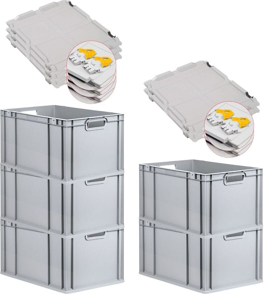 SuperSparSet 5x Eurobox NextGen Grip mit Scharnierdeckel Produktbild 