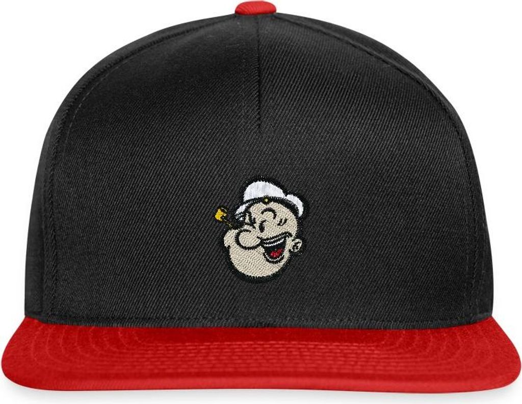 Spreadshirt Popeye Als Stickmotiv Snapback Cap, One size, Schwarz/Rot