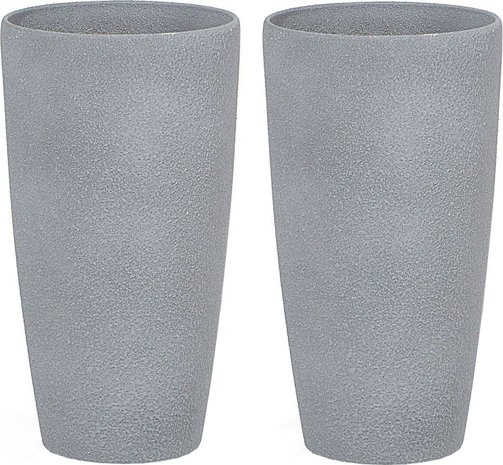 BELIANI Blumenkübel Grau Steingemisch und Glasfaser 23 x 23 x 42 cm mit Schlanker Form Rund Hoch Modernes Design Garten Outdoor Außenbereich Indoor