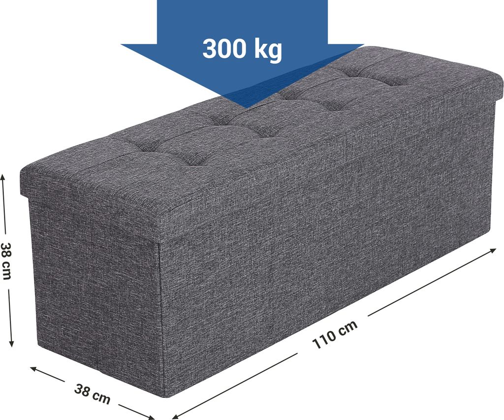 SONGMICS 110 cm Sitzbank mit Stauraum, klappbare Sitztruhe, Produktbild 4