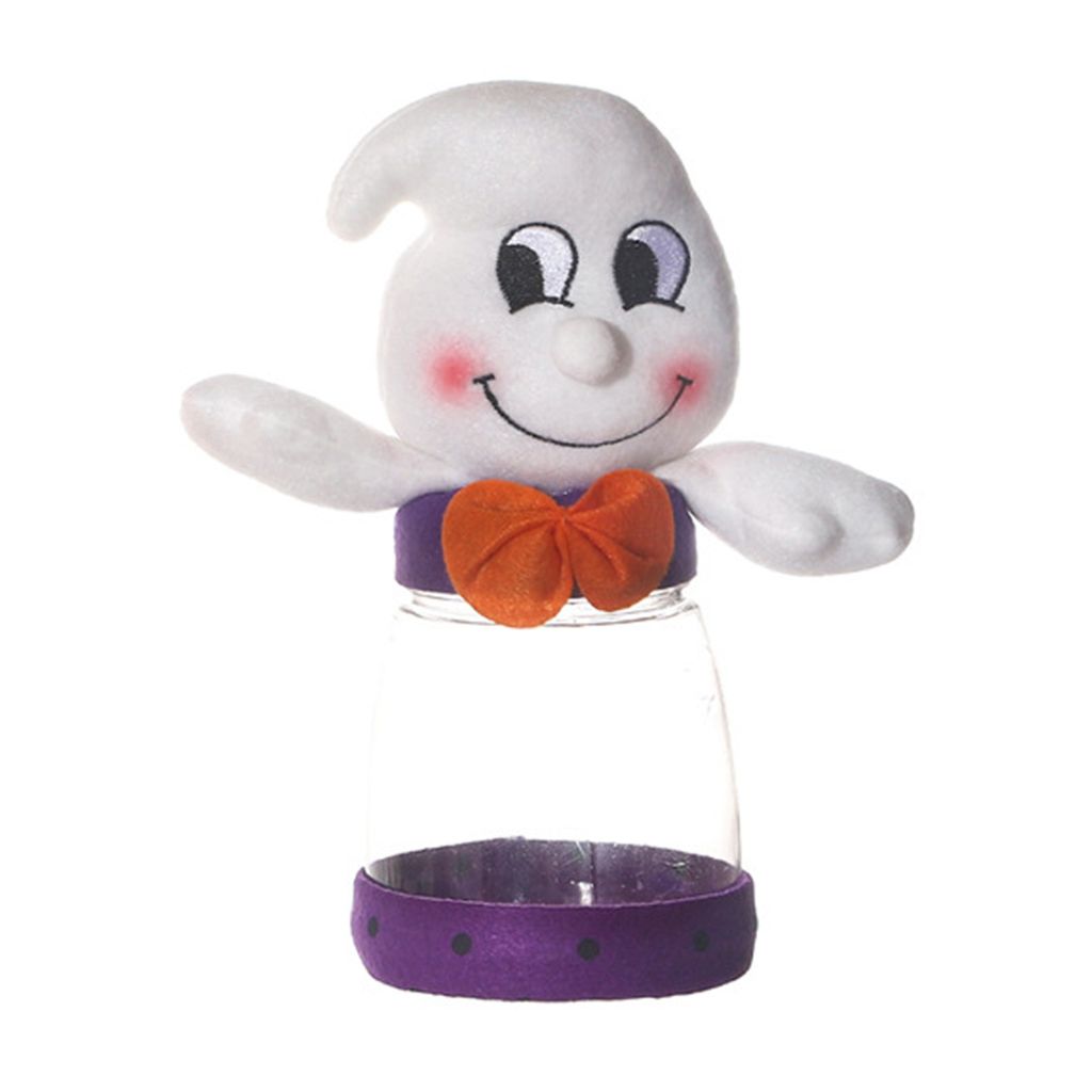 Halloween Candy Jar Leichtes tragbares transparentes, gruseliges Trick oder Behandlungsbonbonhalterpartyzubehör-Weiß