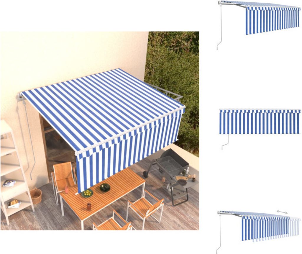 vidaXL Markise Automatisch Einziehbar mit Volant 4x3 m Blau Produktbild 