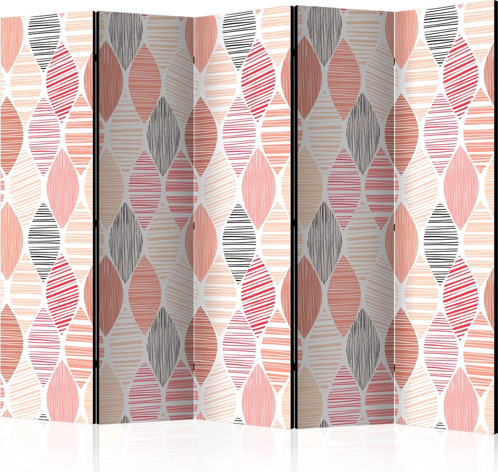 5-teiliger Einseitiger Vlies Paravent - Spring Leaves II 225x172 cm Muster f-C-0359-z-c