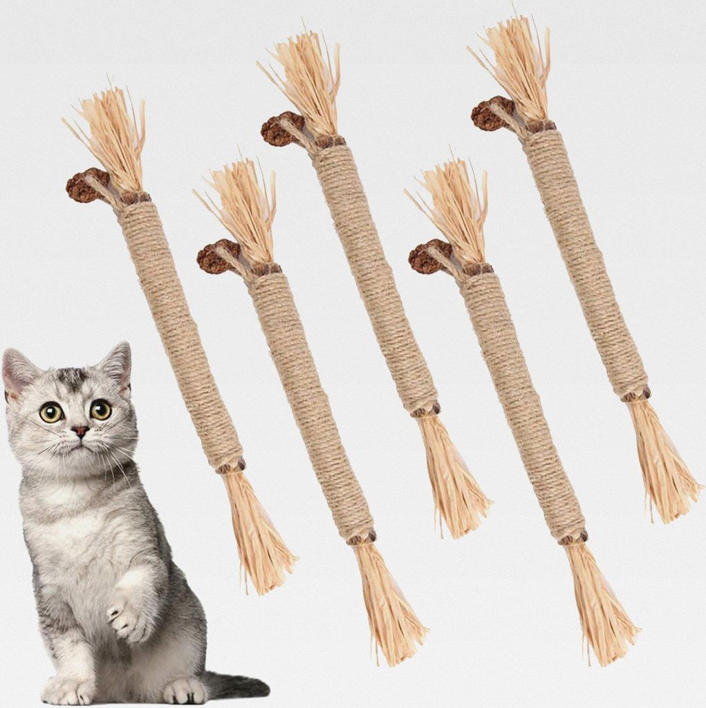 5 Stück Katzen Zahnpflege Spielzeug, Katzen Zahnpflege Katzen Sticks zur Zahnreinigung, Kauspielzeug Katze Katzenminze Sticks katzenminze Stick f...