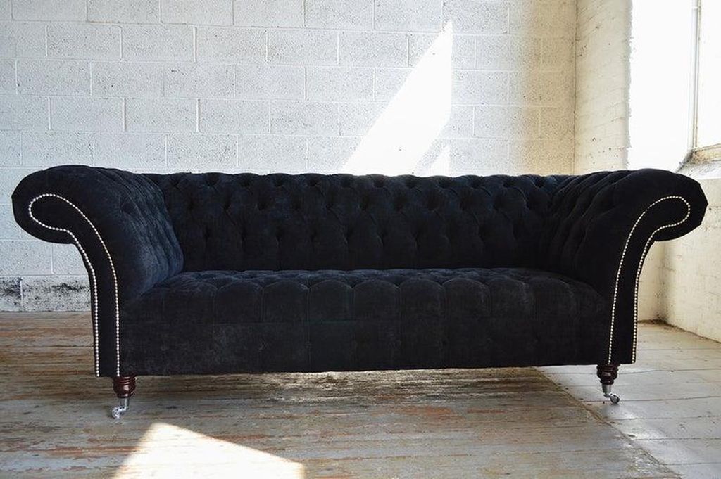 Chesterfield 3 Sitzer Textil Design Sofa Couch Polster Sofas Couchen Luxus Stoff