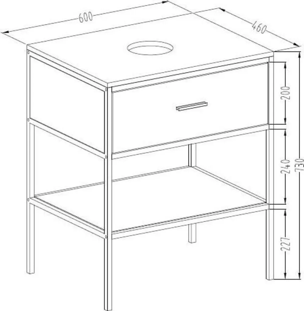 Meuble vasque 60cm Blackframe en Érable brillant, structure noire design