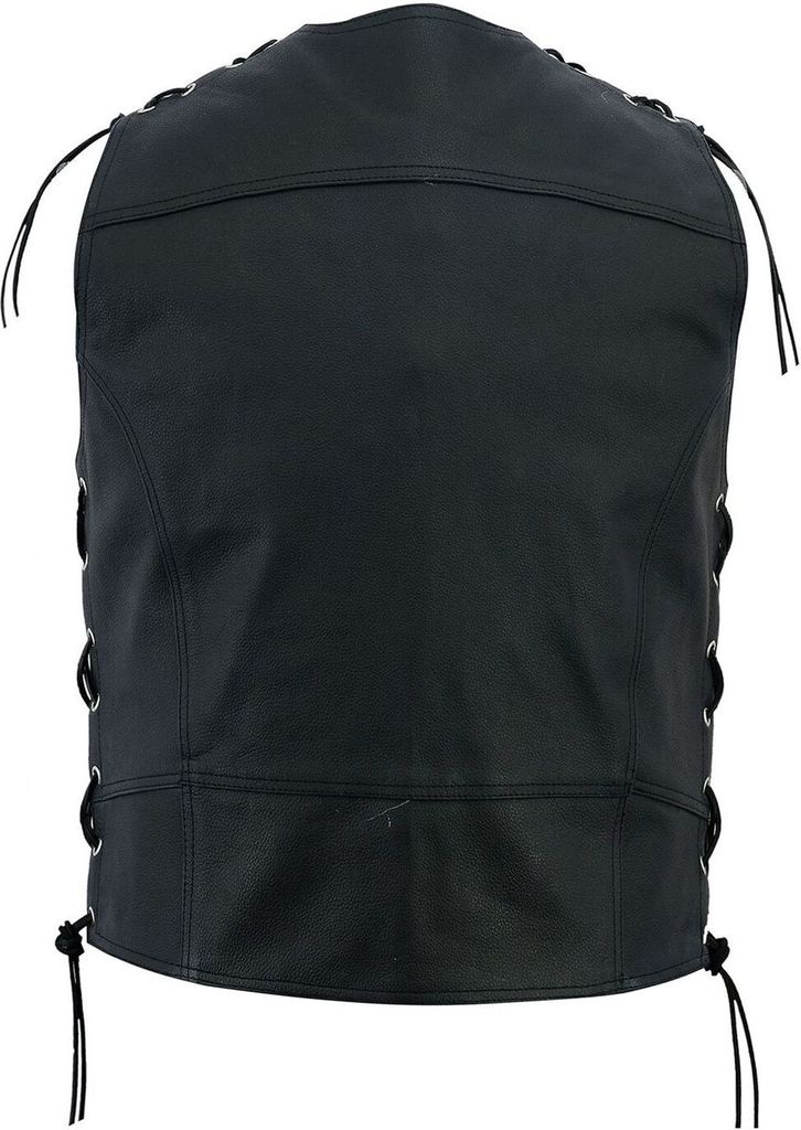 Leder Motorrad Kutte Conchoweste Bikerweste Motorradweste Weste schwarz, Größe:50/M