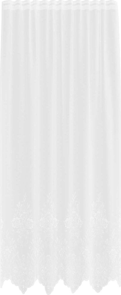 vidaXL Spitzenvorhang mit Vorhängen Floral Weiß 220x150cm Polyester