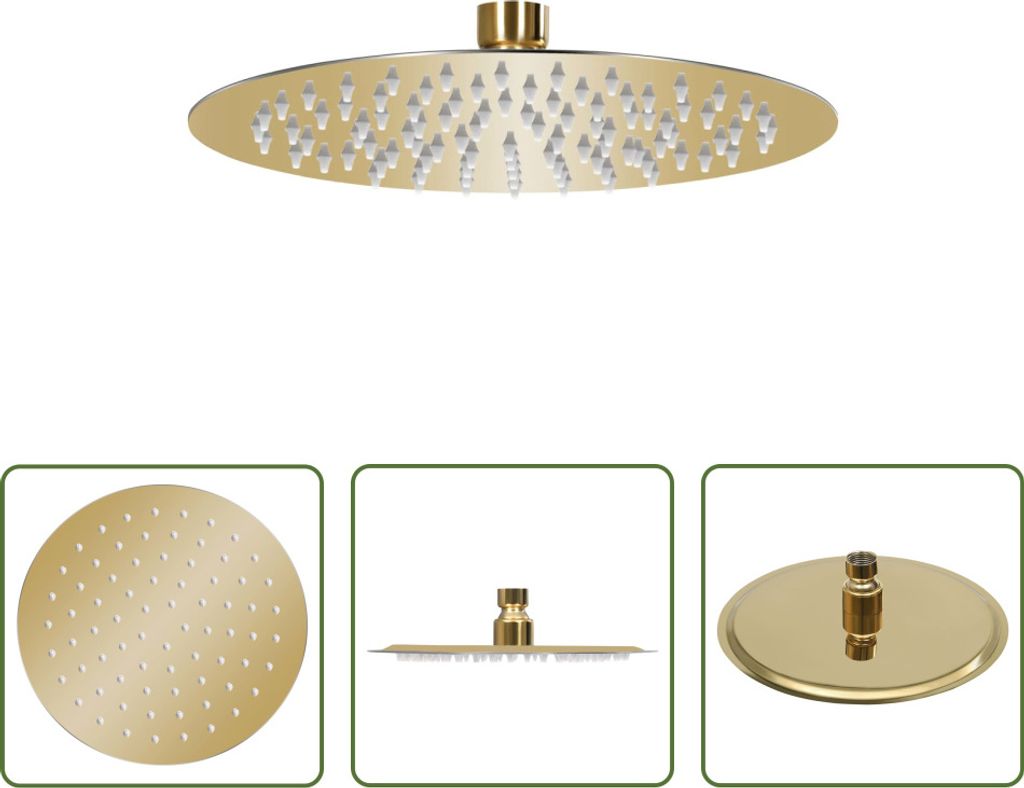 The Living Store Regenbrause Edelstahl 20 cm Rund Golden