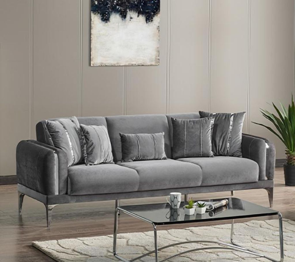Couch Hochwertig Sofagarnitur 3 2 Sitzer Garnitur Grau Sofa 1 Sitzer Möbel