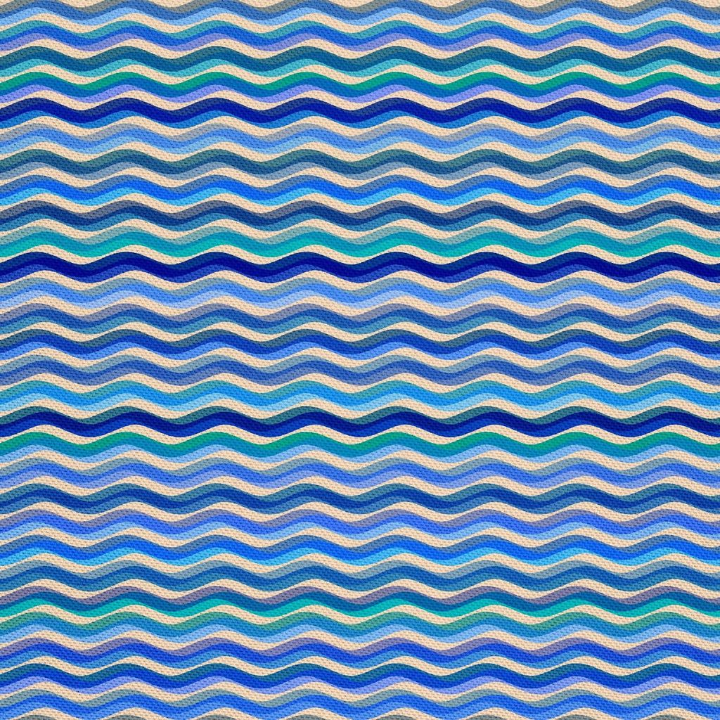 OUTDOOR DEKOSTOFFE OXFORD - Motiv welliges blaues Zickzack