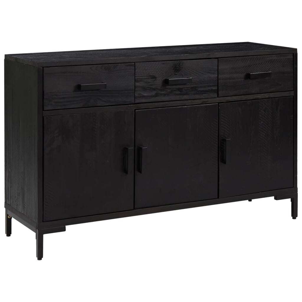 Sideboard Schwarz 110x35x70 cm Massivholz Kiefer