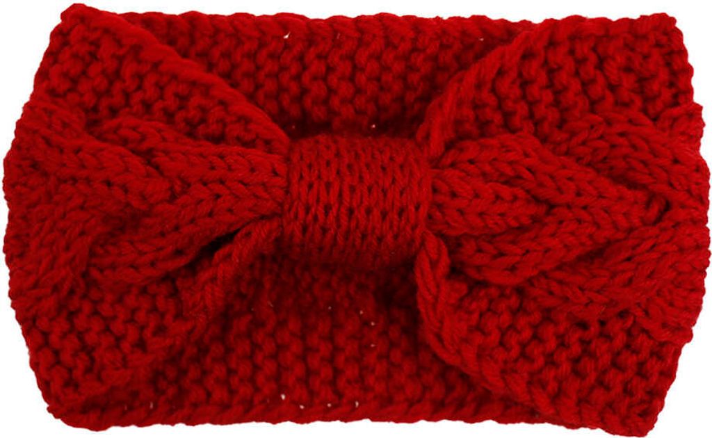 Oblique Unique Damen Stirnband Haar Band für den Herbst Winter Ohrenwärmer Zopfmuster in Einheitsgröße - rot
