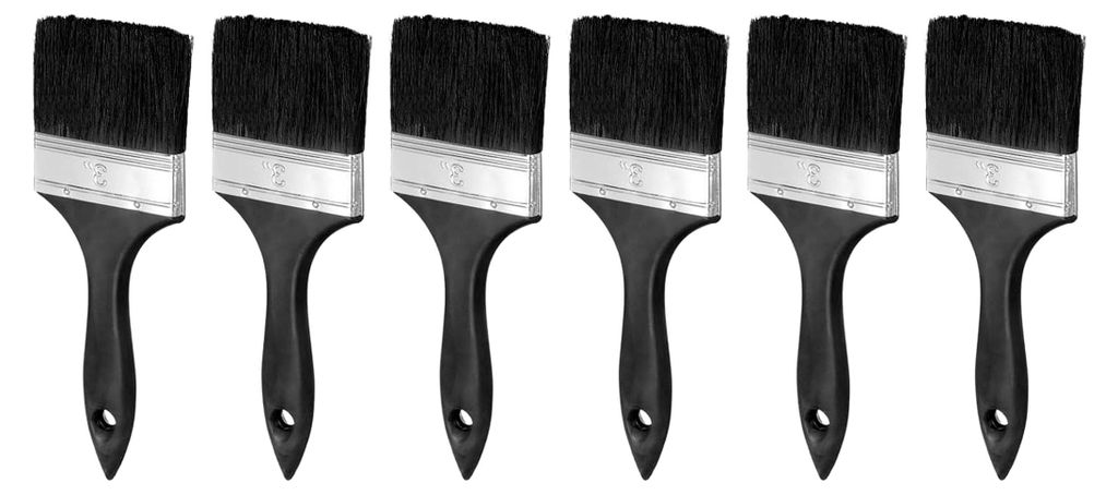 6 Stück Malerpinsel 2,8 Zoll Flache Malpinsel mit schwarzem PP-Griff für Kunst, Malerei, Möbel, Schrank, Wand, Tür und Zierleiste