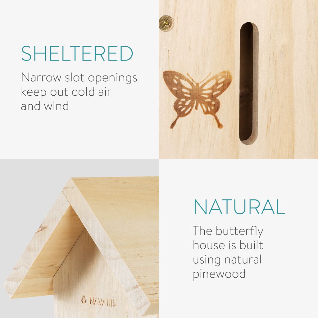 Schmetterlingshaus Aus Holz Mit Futterspender – Nistkasten & Gartendeko Für Schmetterlinge, Käfer & Florfliegen