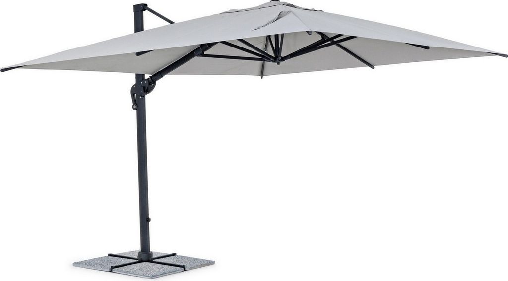 Ampelschirm Ines 400 x 300 x 259 cm Aluminium Hellgrau