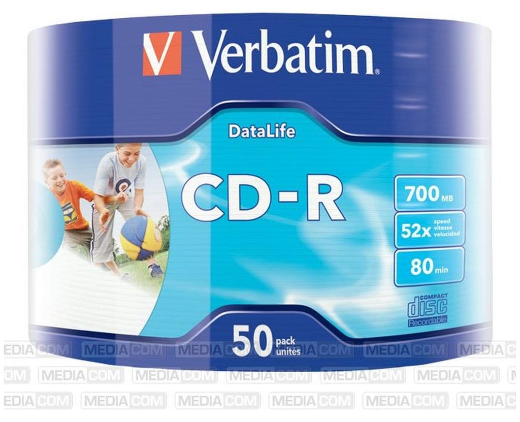 VERBATIM CD-R 700MB 52x 50er Wrap bedruckbar Produktbild 