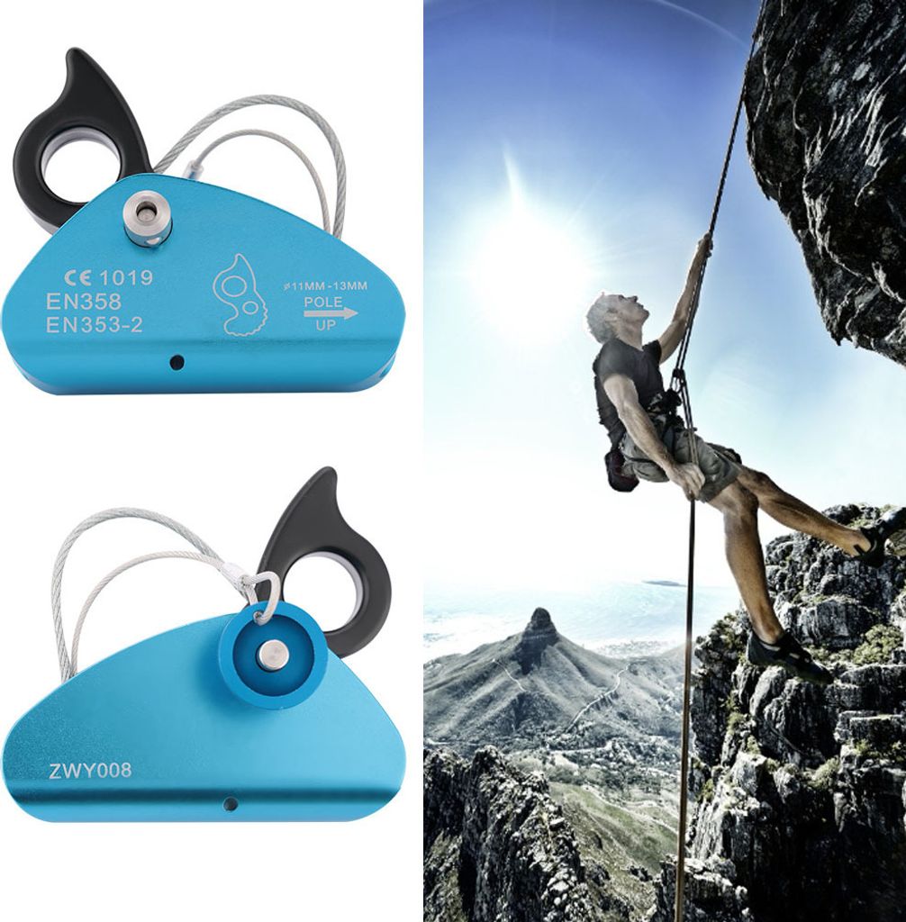 Kletterabseilgerät, Kletterkarabiner, Kletterseilklemme, Seilklemme, selbstbremsender Kletterkarabiner