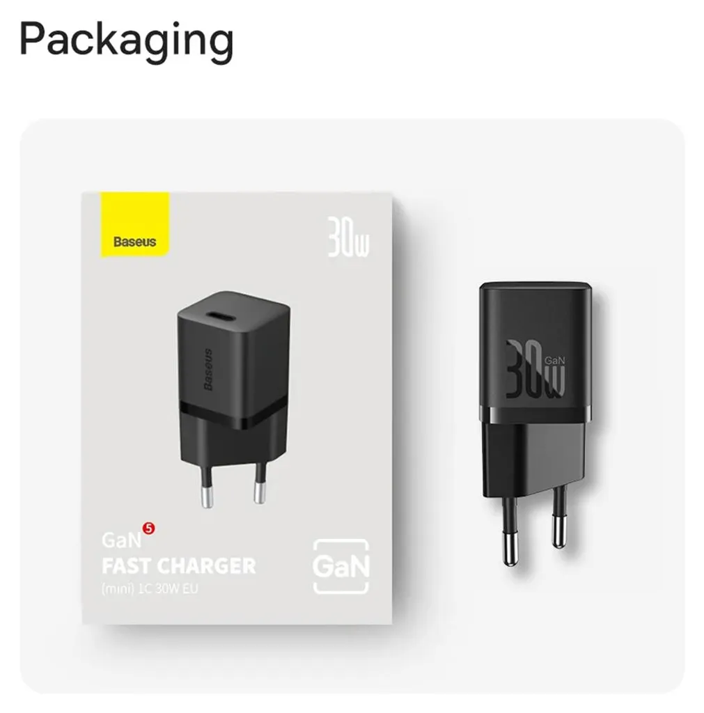 Baseus Mini Chargeur GaN5 30W Bleu : Performance et Format Ultra Petit - 10