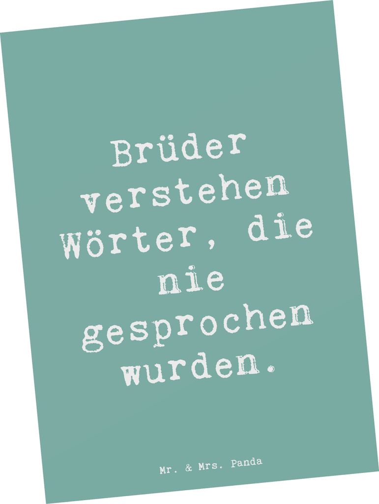 Mr. & Mrs. Panda Postkarte Spruch Bruderverständnis - Meeresbrise - Geschenk, Familienbande, Kleiner Bruder, Grußkarte, Fotokarte, Verwandte, Gro...