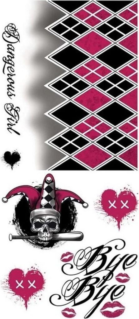 Halloween Tattoos "Harlekin" | 30 x 14 cm Produktbild 