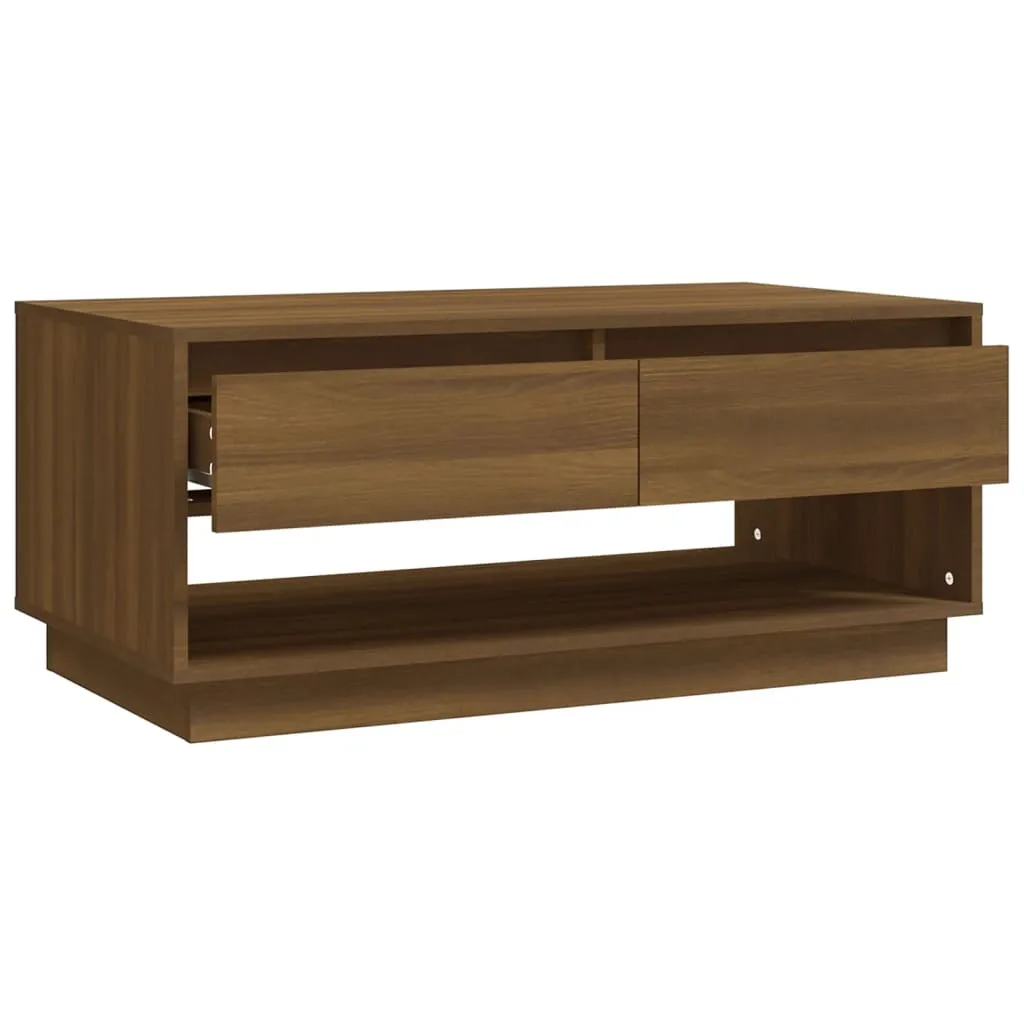 Petite Table Basse Facile à Nettoyer Aspect Chêne Marron 102x55 cm Bois - 4