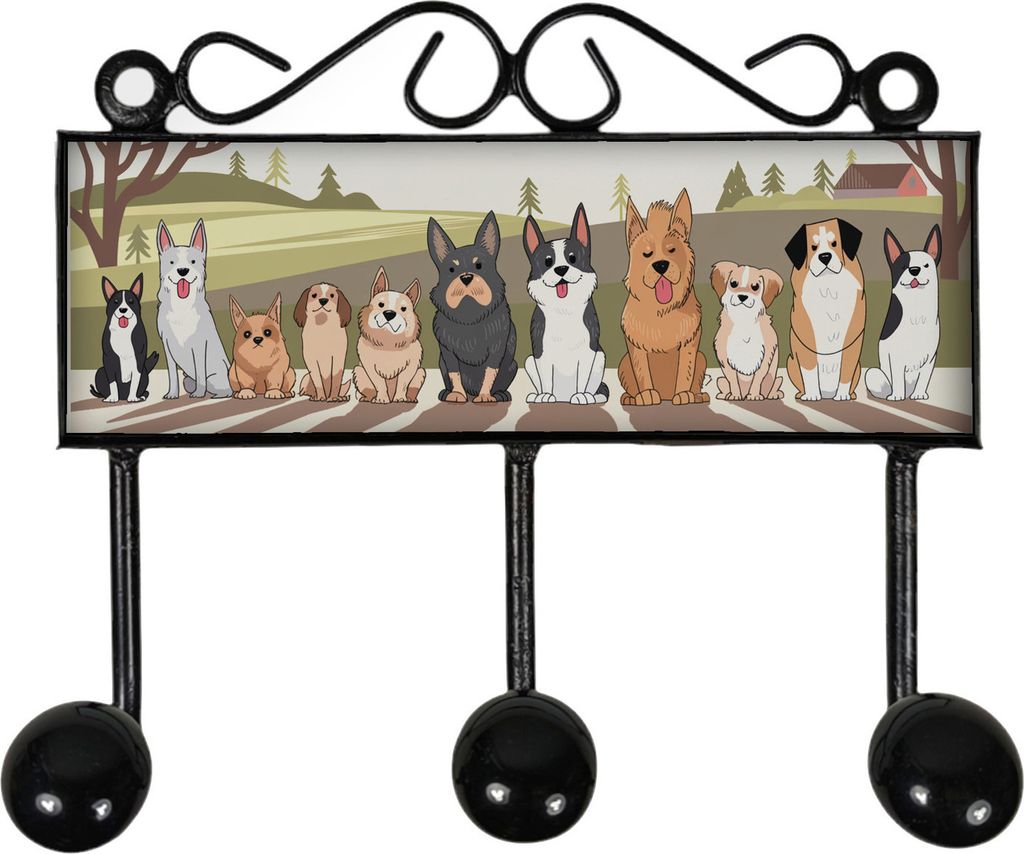 Hunde Kleiderhaken Leiste mit 3 Haken für Hundeliebhaber