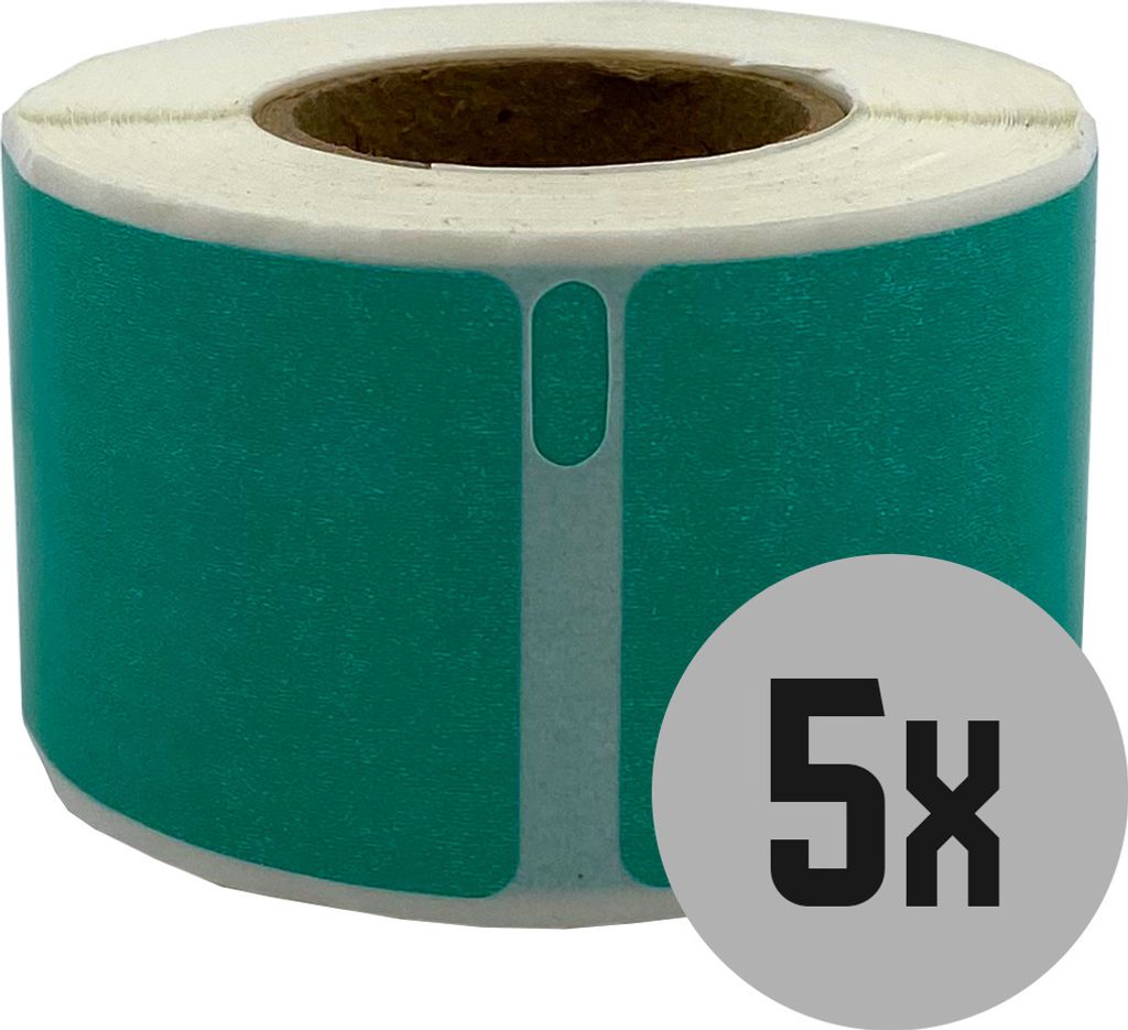 DULA Etiketten - Kompatibel mit Dymo Compatible labels - Groen - 99010 - S0722370 - Adresetiketten - 5 rollen - 28 x 89 mm - 130 labels per rol