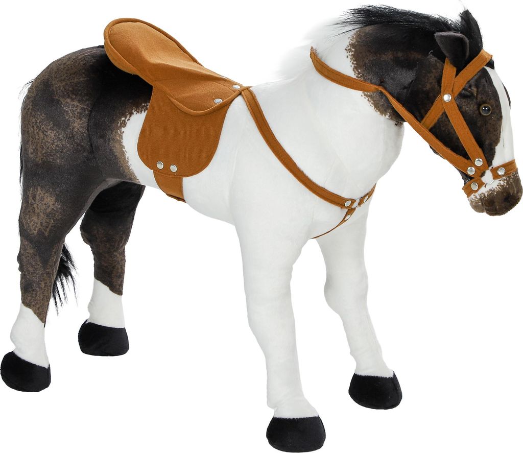 Schaukelpferd mit Soundeffekten, weiches Fell, für 3-8 Jahre, 85 x 28 x 60 cm, Braun/Cremeweiß