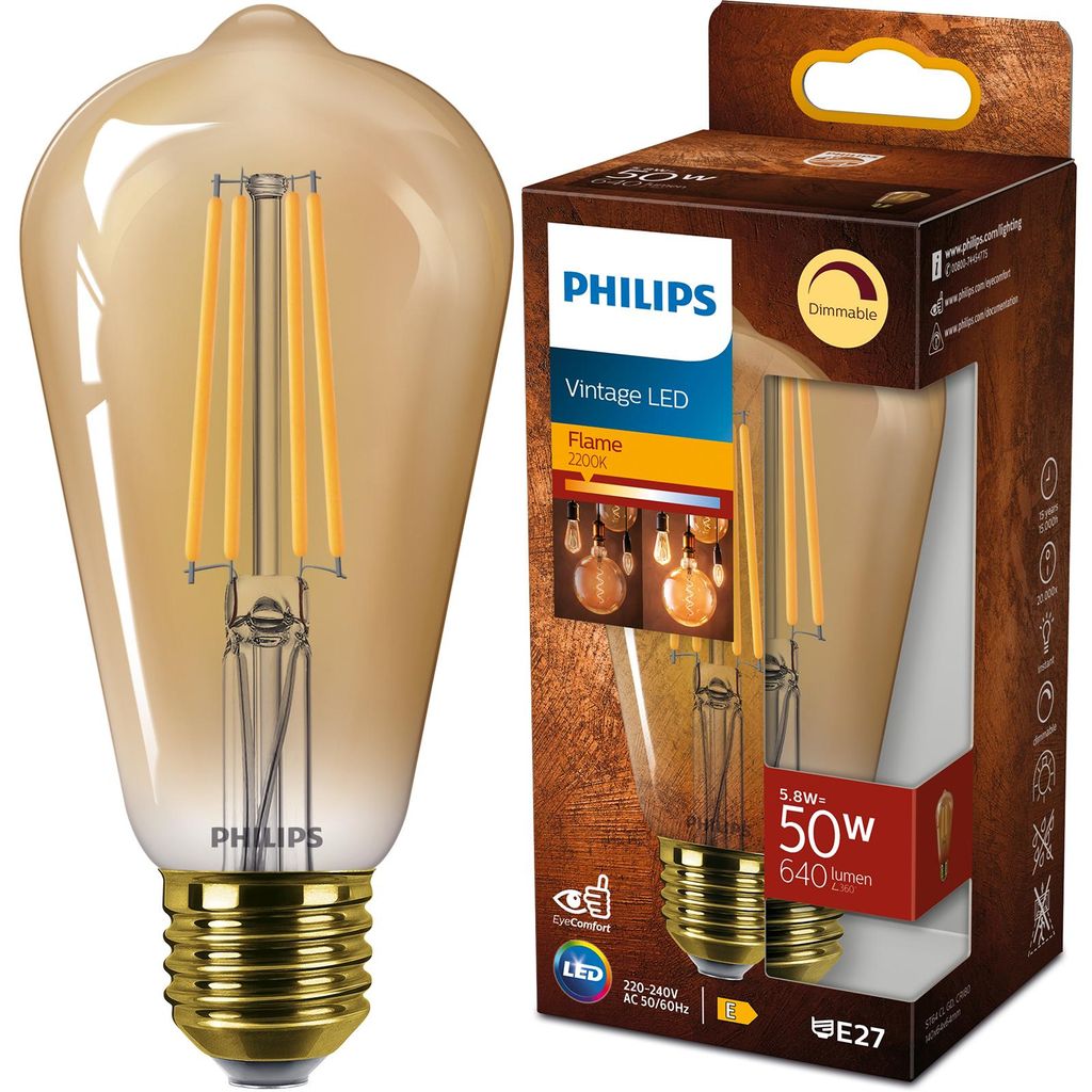 Philips Bursztynowa żarówka z widocznym spiralnym żarnikiem Zdjęcie produktu 