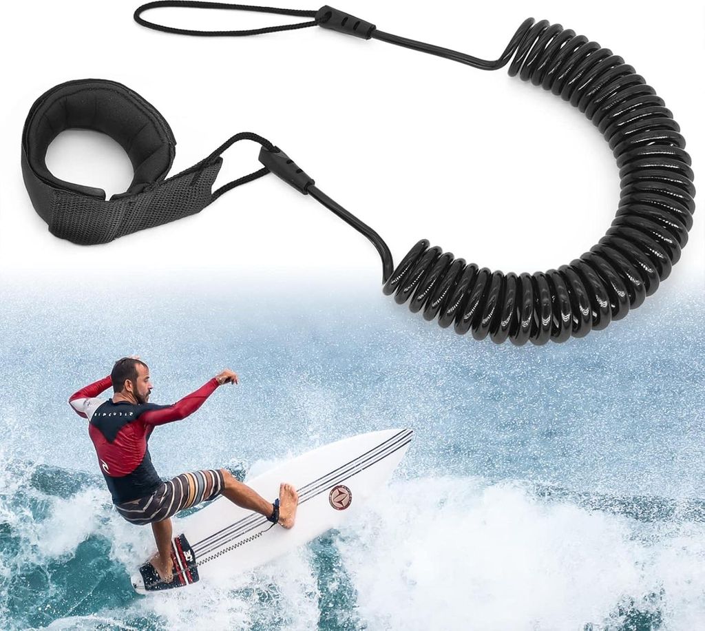 JEEZAO Surfboard Leash,TPU Paddle Leash mit Sicherheit Fußschlaufe für Stand Up Paddle SUP Board Surfbrett 10 Füße