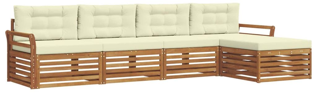 vidaXL Outdoor-Sofagarnitur mit Kissen 5 pcs Natur und Creme