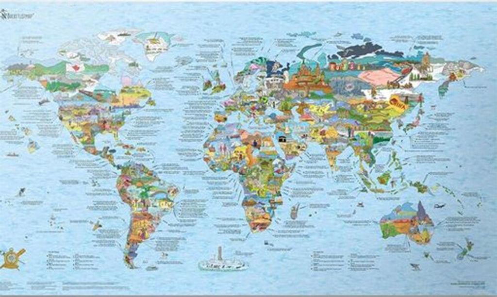 Awesome Maps Vinylkarte: Dinge Die Du Tun Solltest Bevor Du Stirbst Mehrfarbig 146 x 86 cm Mehrfarbig 146 x 86 cm