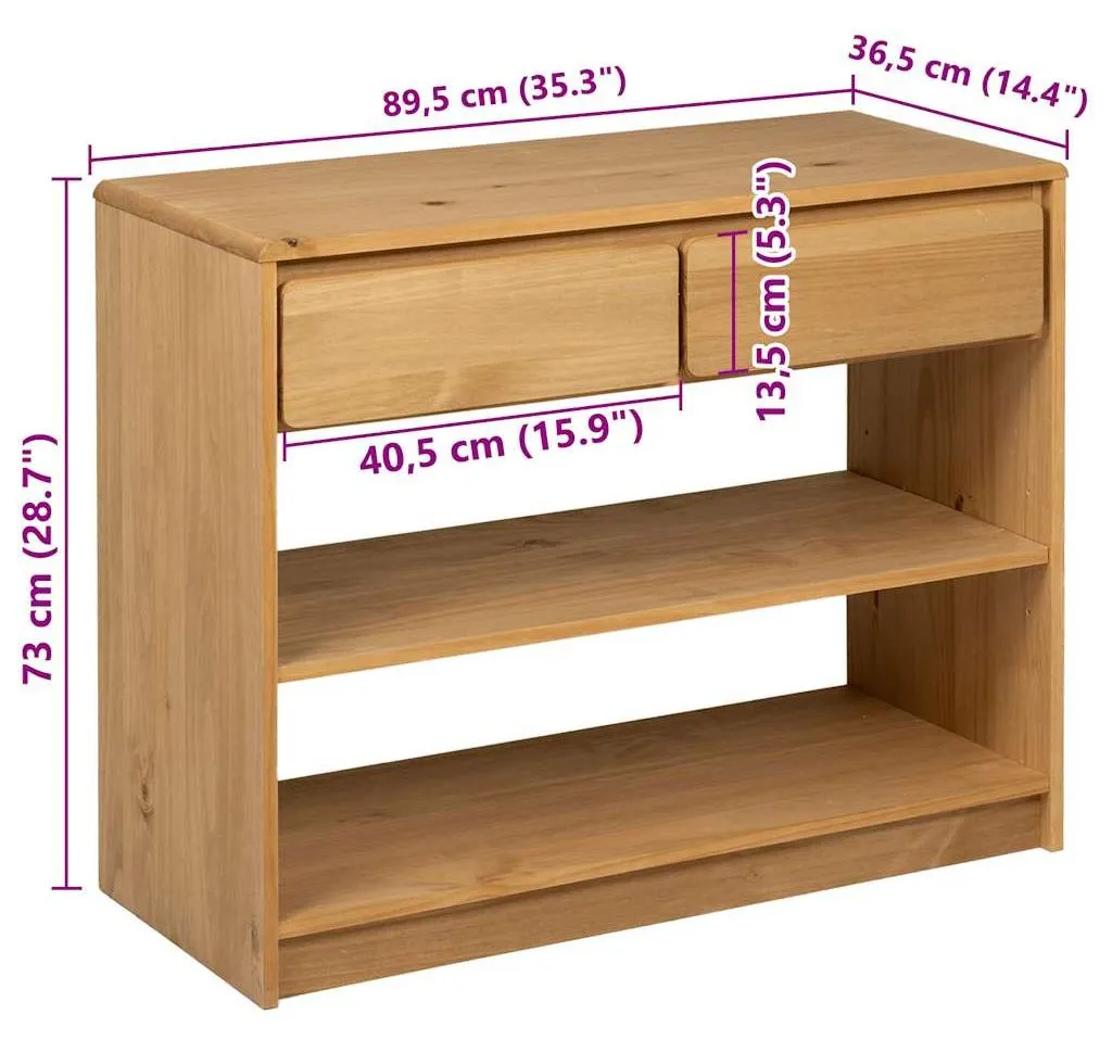 Console en pin massif SAUDA finition chêne - Table d'appoint chic - 8