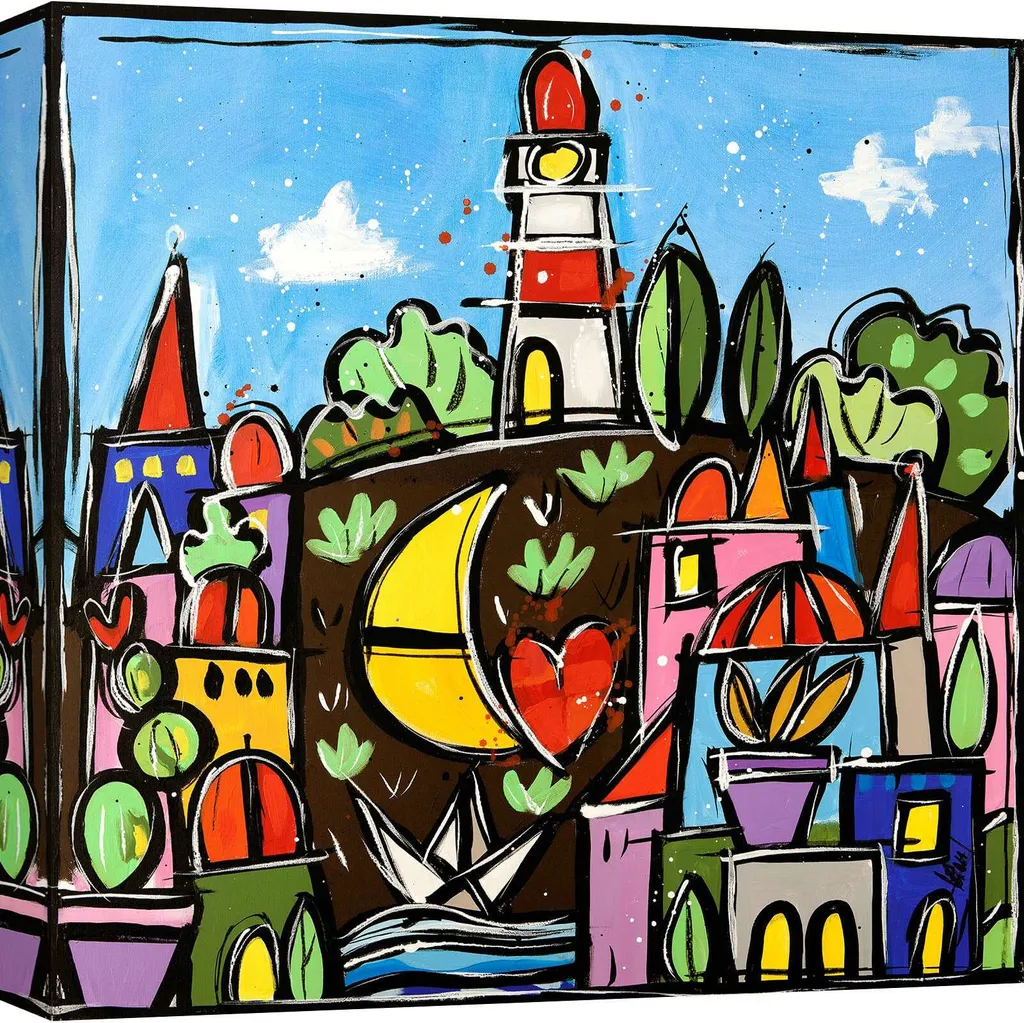Wallas Il Faro 50x50 cm - Quadro Moderno su Tela per Arredamento