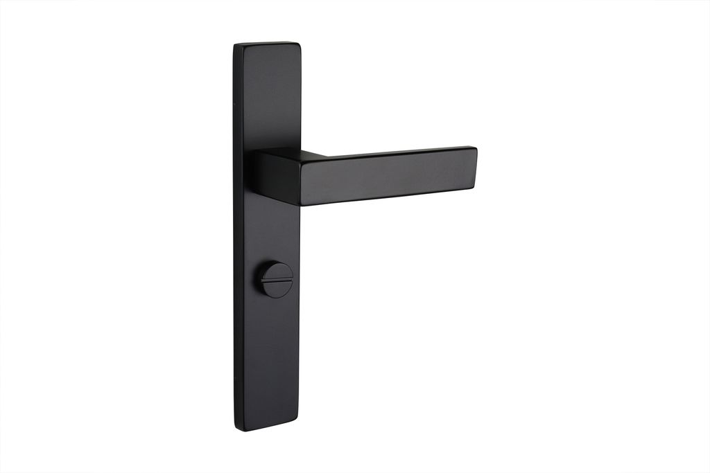 Lavuzo Türgriff Imperio Schwarz mit rechteckigem Schild WC63/8 Badezimmerschloss - Pro Set