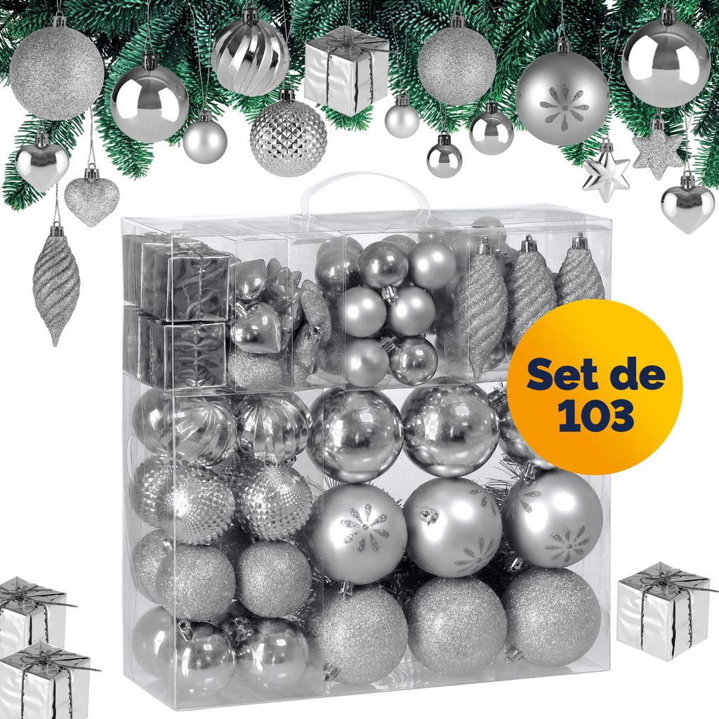 DEUBA® vánoční ozdoby 103ks Ø 3-8cm plastové matné lesklé Obrázek produktu 