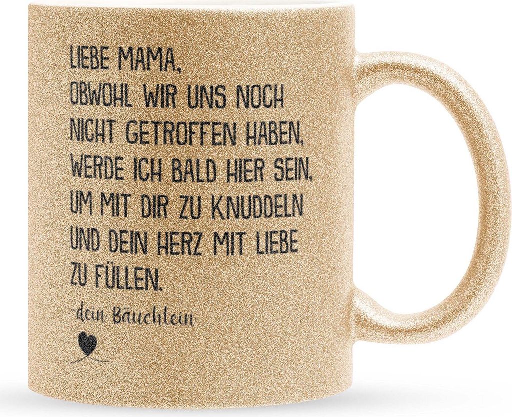 22Feels Glitzertasse Gold Schwangerschaft Geschenk Frauen Werdende Mama Mom To Be Kaffeetasse Verkünden Schwanger Baby Geburtstag Weihnachten Mutt...